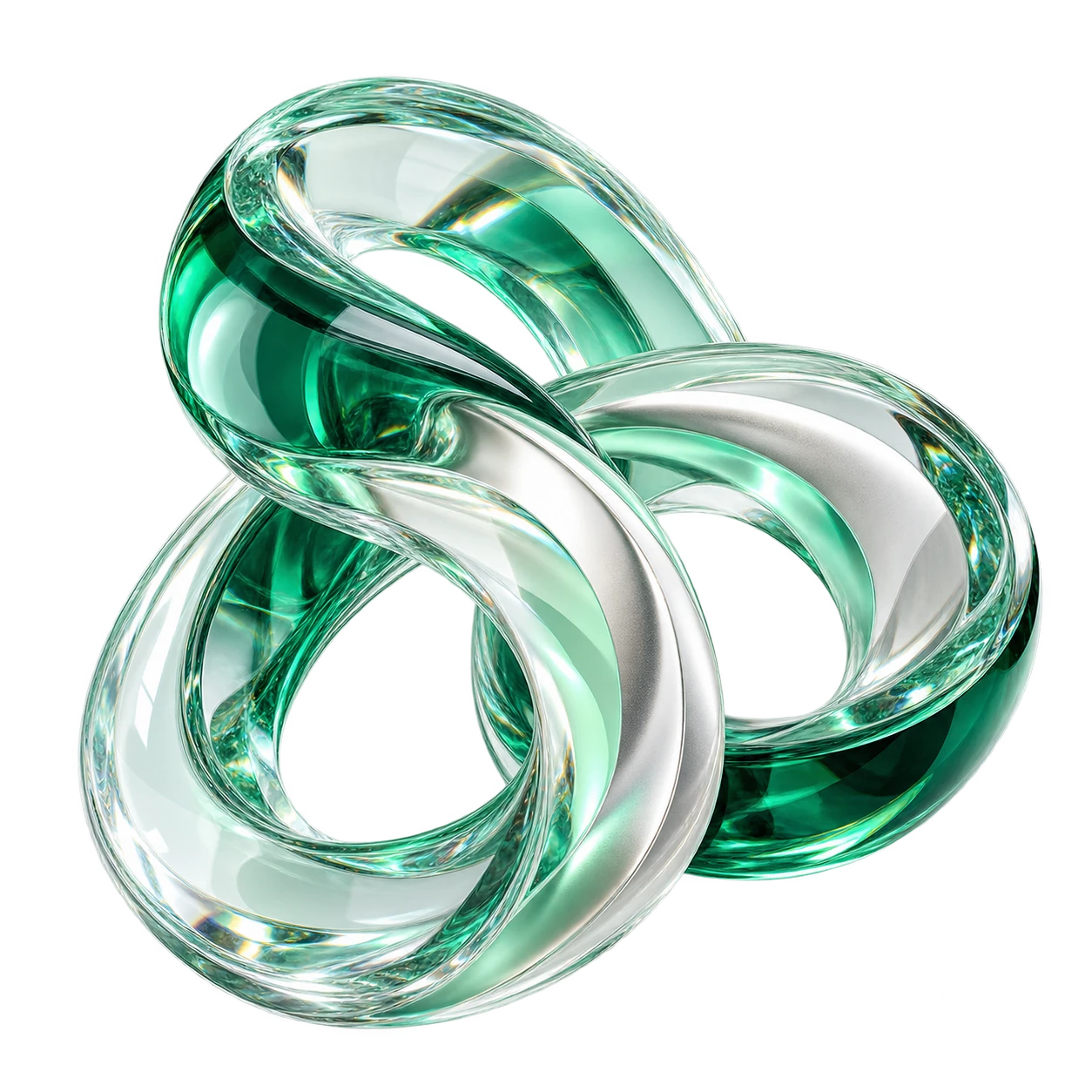 Interlocking optical glass ribbons with mint reflections